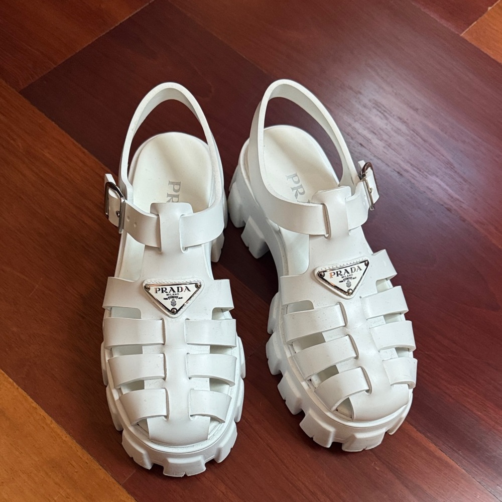 Prada womens White Chunky Sandals